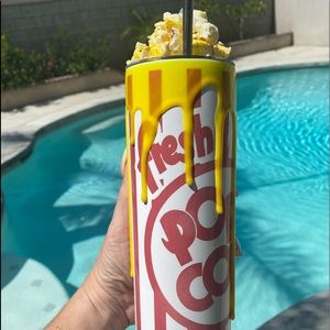 20 oz skinny popcorn tumbler with faux popcorn lid